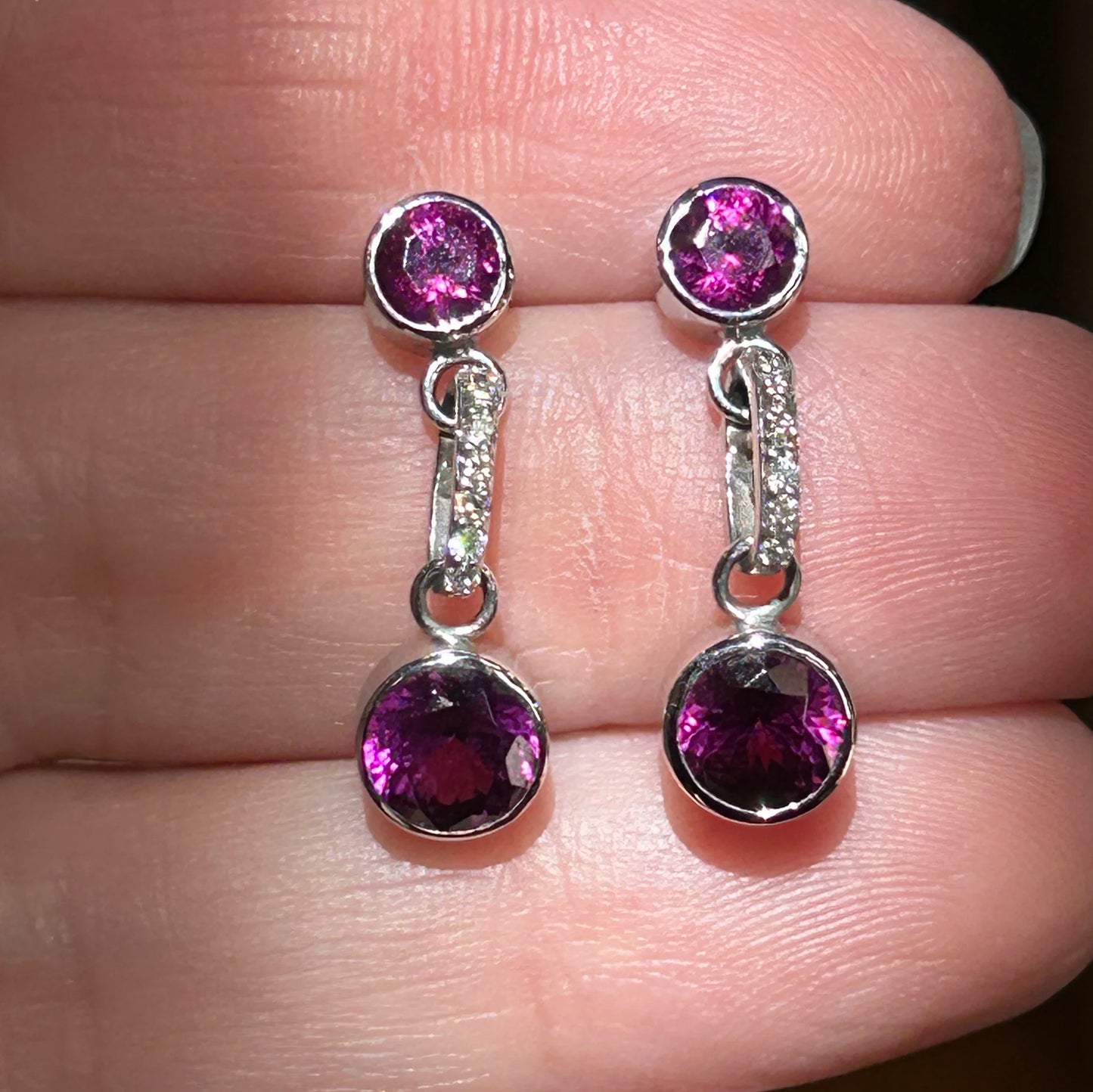 Grape Garnet and Diamond Earrings