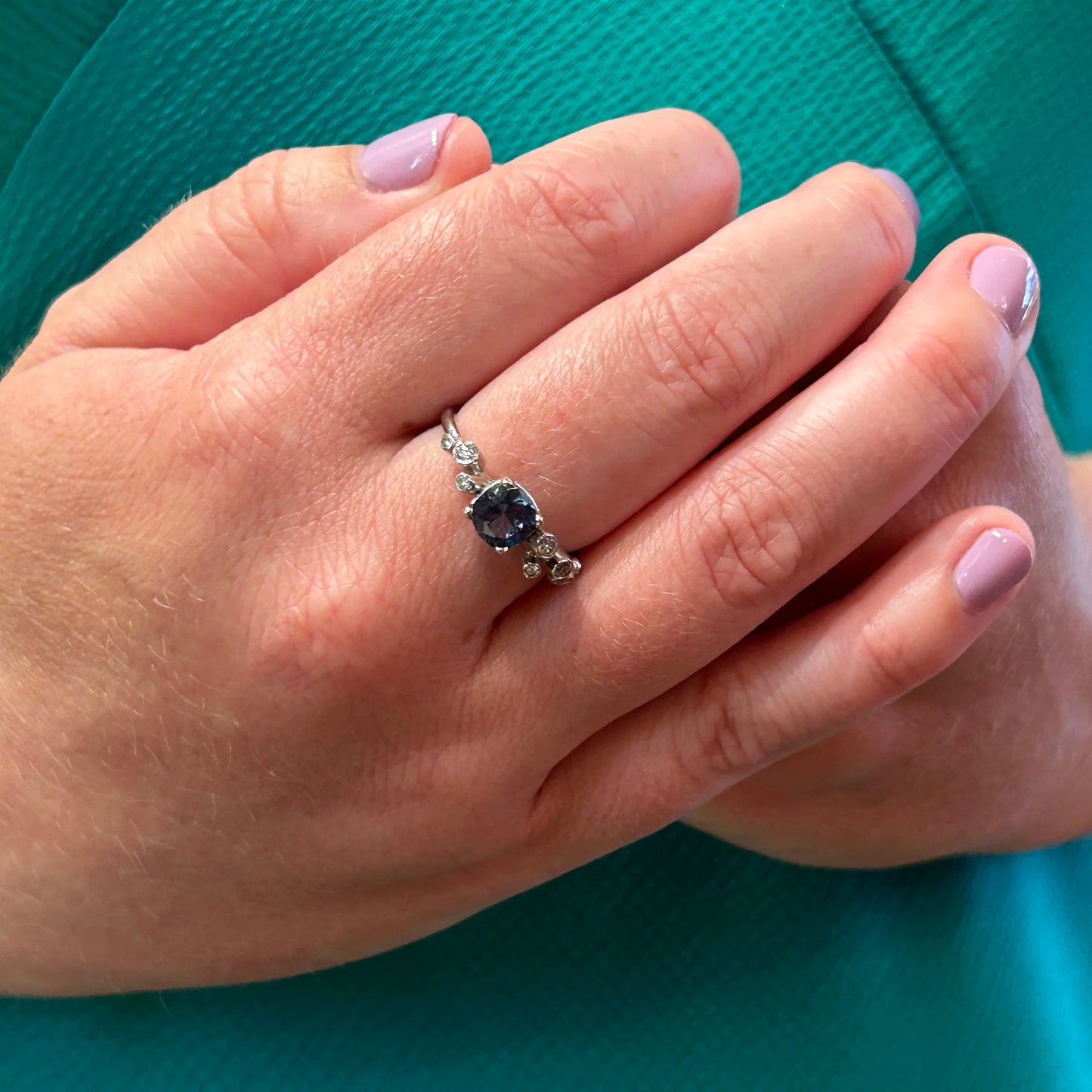 Blue Sapphire and Diamond Ring
