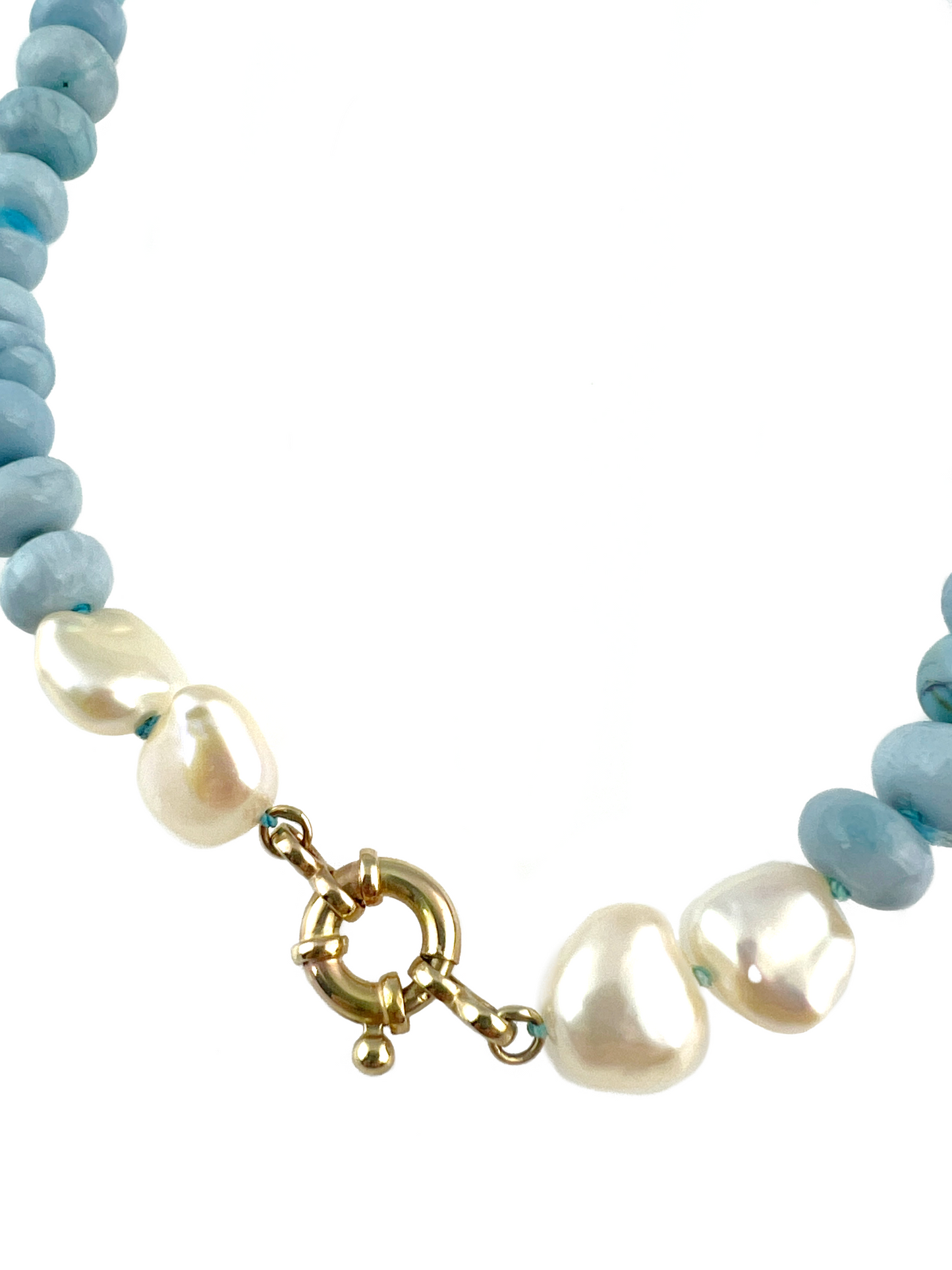Blue Opal and Pearl Necklace