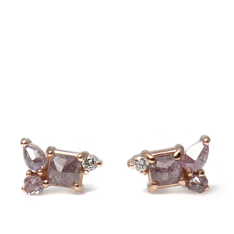 Purple Diamond Cluster Studs