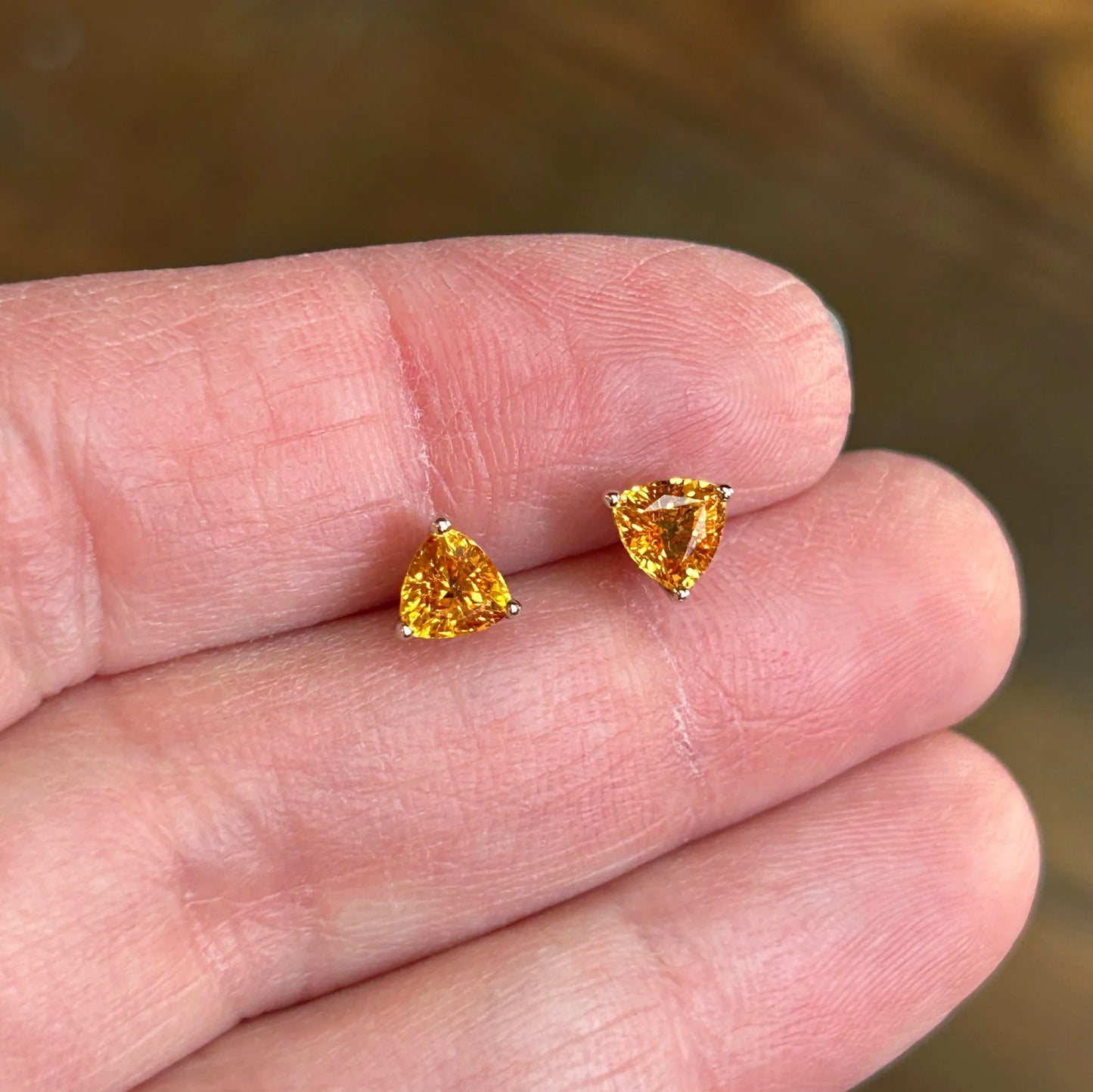 Orange Sapphire Studs
