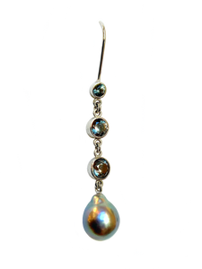 Color Change Garnet & Sea of Cortez Pearl Drop Earrings