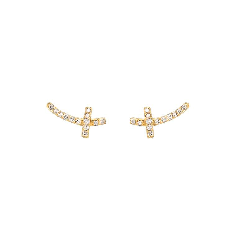 Tiny branch-like studs that follow the shape of the ear encrusted with diamonds. Size: 0.54 cm X 1.2 cm, > 1 g Stones: White Diamonds; 0.72 ctw. Metal: Black Rhodium-Plated Sterling Silver or 18k Yellow Gold Made in New York City from ethically-sourced materials. By Dana Bronfman