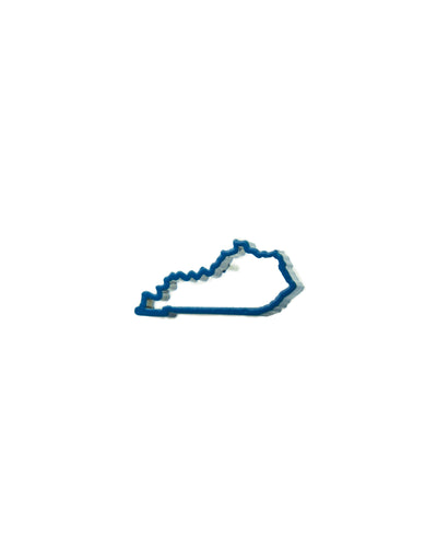 Show your Kentucky state pride with this blue, powder-coated Kentucky outline pin.  Size: 1