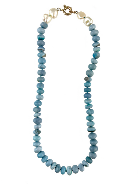 Blue Opal and Pearl Necklace