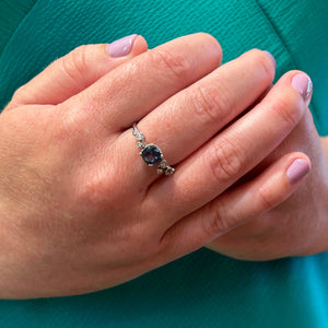 Blue Sapphire and Diamond Ring