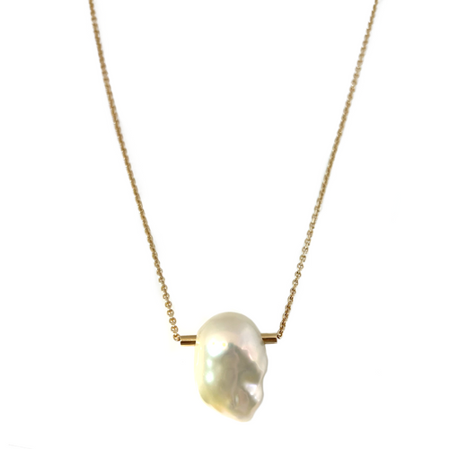 White Baroque South Sea Pearl T-bar Necklace