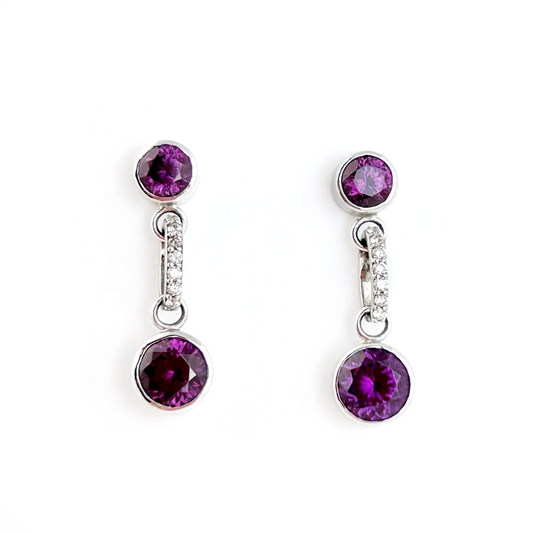 Grape Garnet and Diamond Earrings