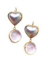 Pearl Heart and Kunzite Gumdrop Earrings