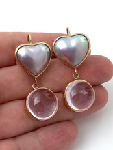 Pearl Heart and Kunzite Gumdrop Earrings