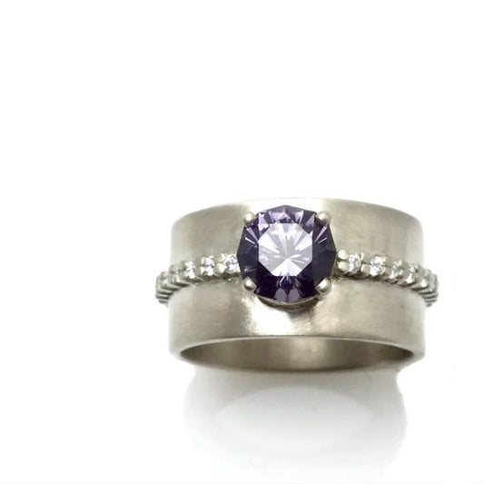 Purple Spinel and Diamond Cigar Band