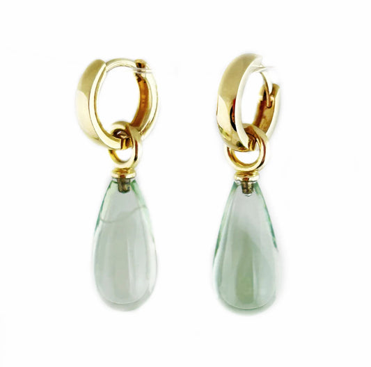 Smooth Green Quartz Drop Earring Charms