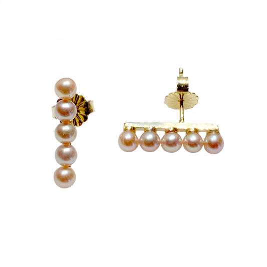 Pink Pearl Bar Studs