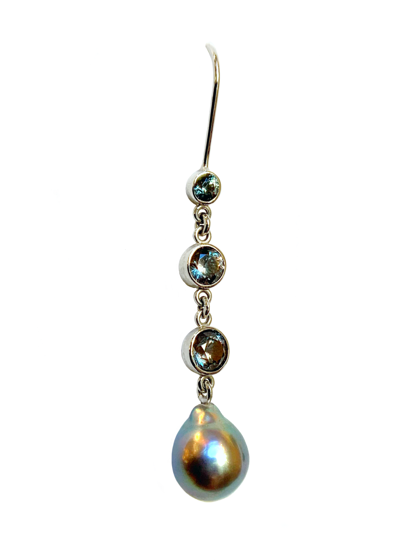 Color Change Garnet & Sea of Cortez Pearl Earrings