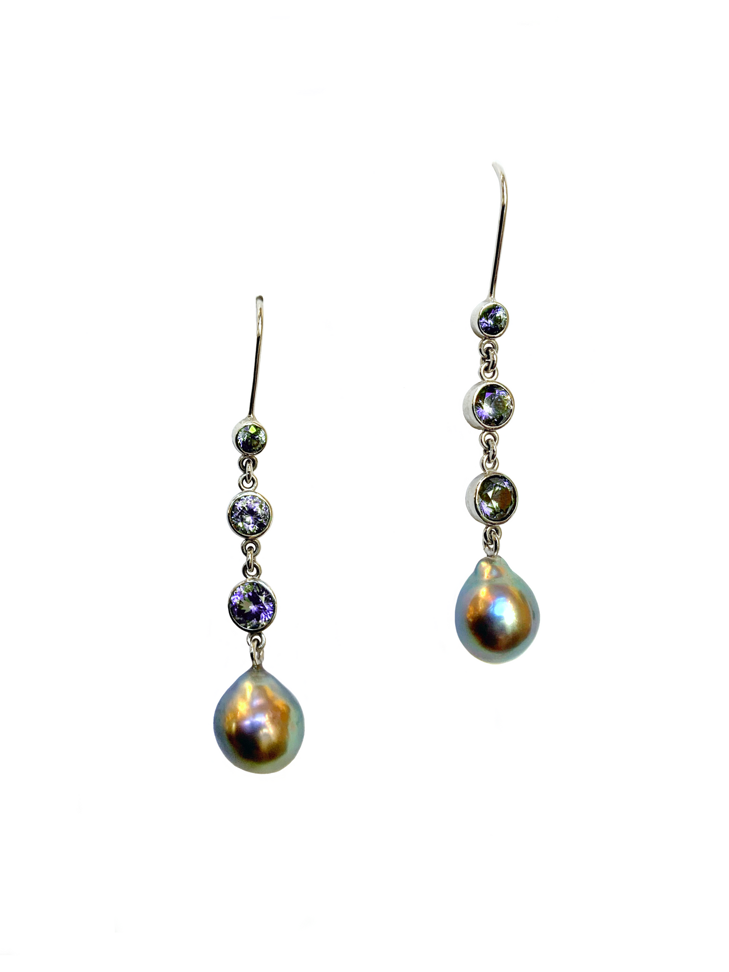 Color Change Garnet & Sea of Cortez Pearl Earrings