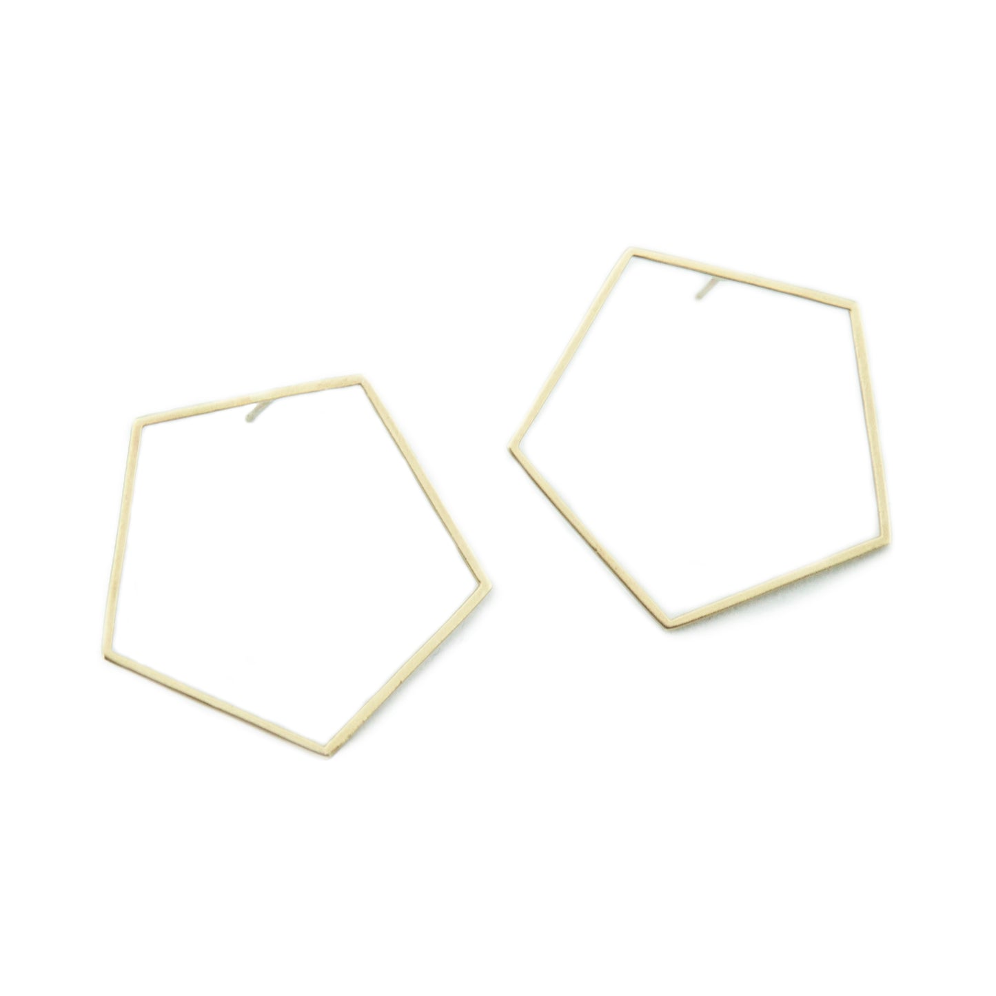 Large Pentagon Earrings in 14k white, yellow, or rose gold.   Size: 1.5" wide Style: Button Metal: 14k White, Yellow, or Rose Gold   Handmade by Meg C
