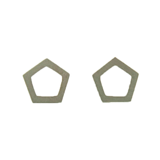 Tiny Pentagon studs in 14k white, yellow, or rose gold.   Size: 10mm width Style: Stud Metal: 14k White Gold, Yellow Gold, or Rose Gold  Handmade by Meg C
