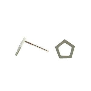 Tiny Pentagon studs in 14k white, yellow, or rose gold.   Size: 10mm width Style: Stud Metal: 14k White Gold, Yellow Gold, or Rose Gold  Handmade by Meg C