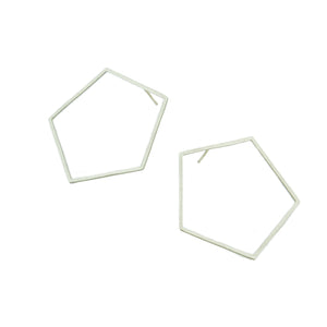 Large Pentagon Earrings in 14k white, yellow, or rose gold.   Size: 1.5" wide Style: Button Metal: 14k White, Yellow, or Rose Gold   Handmade by Meg C