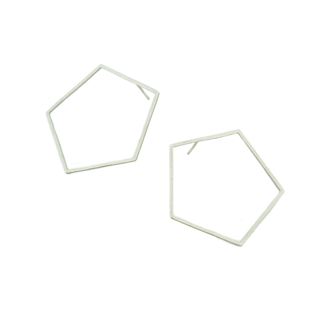Large Pentagon Earrings in 14k white, yellow, or rose gold.   Size: 1.5