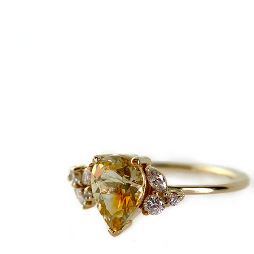 Yellow Parti Sapphire Ring