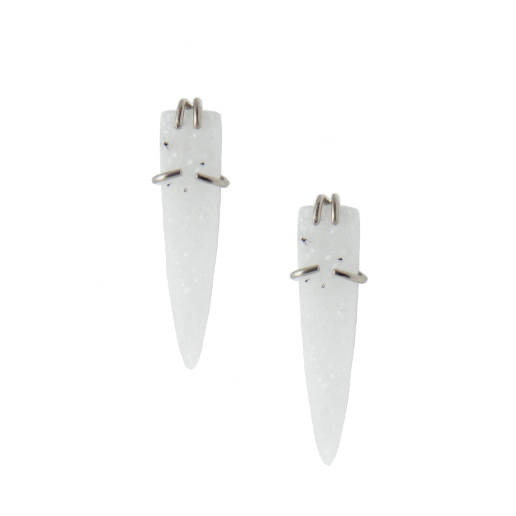 White Druzy Bullet Earrings
