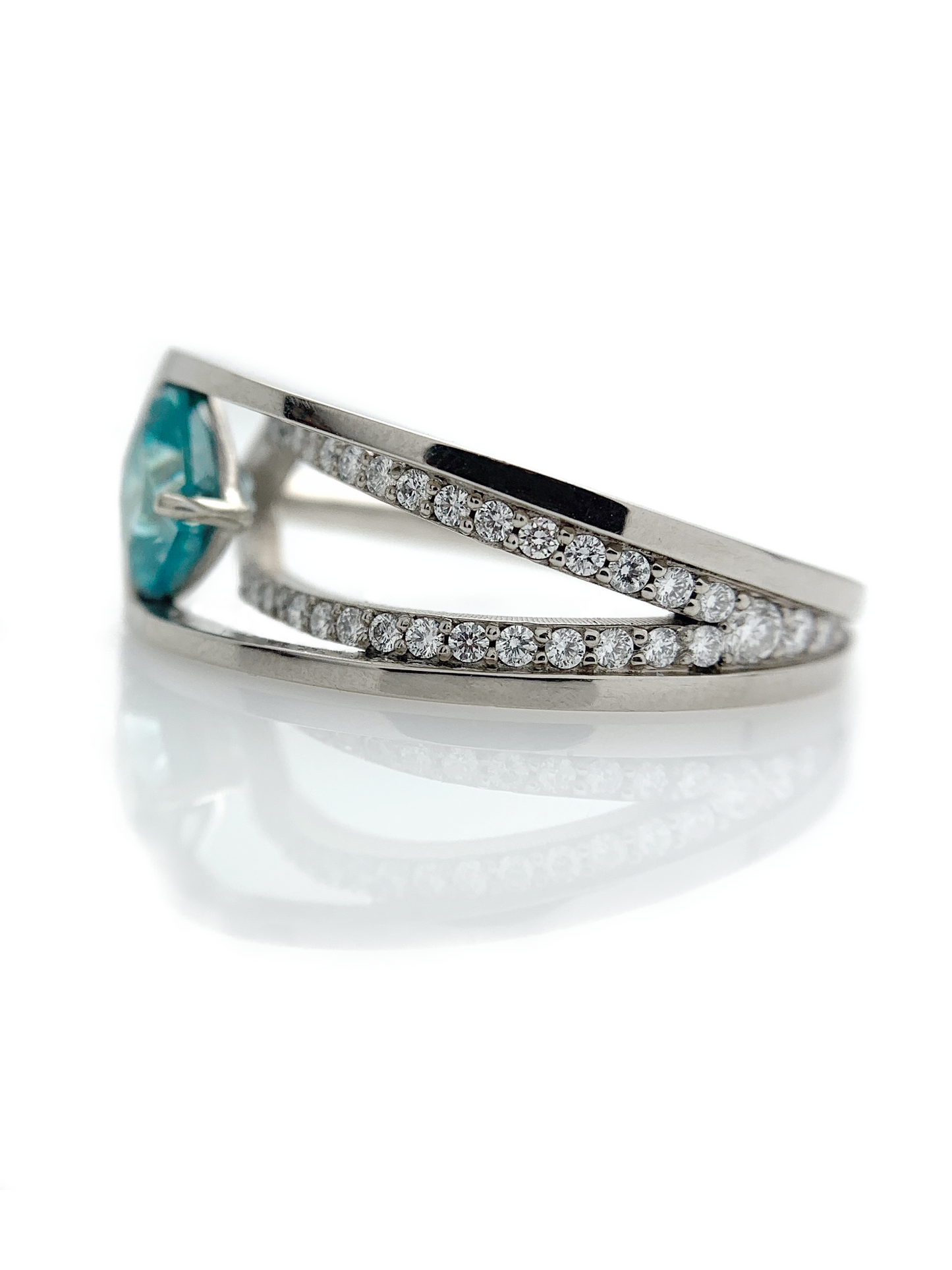 Blue Zircon Offset Ring